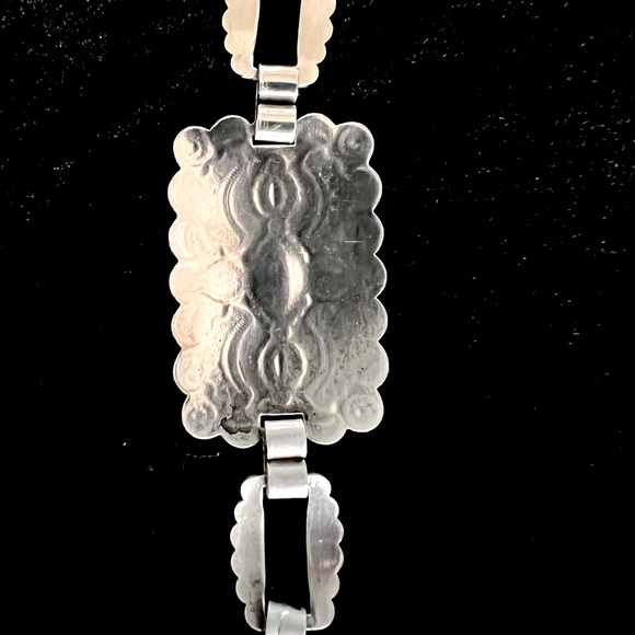 Vintage Navajo Silver Brick Link Hand Stamped Concho belt or necklace. - Picture 8 of 9